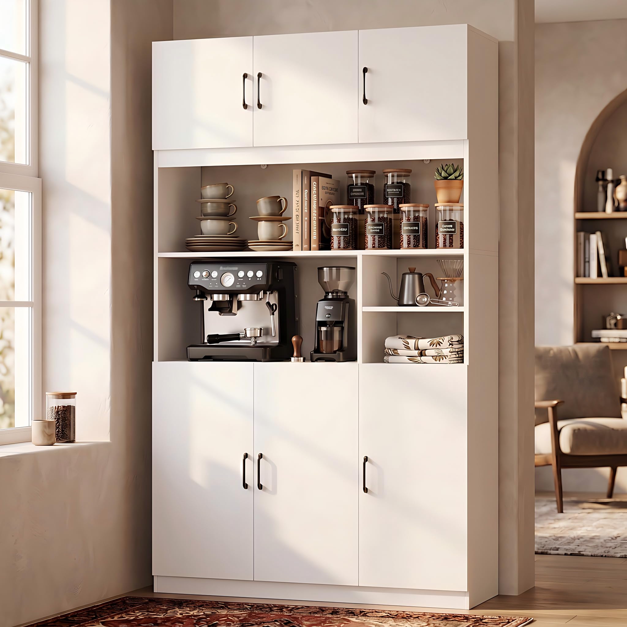 Amazon.com: ECACAD Kitchen Pantry with 6 Doors, 8 Hidden